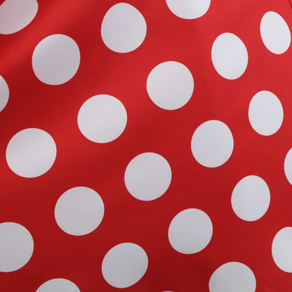 Red Plus Sizes Round Neck Polk Dot Dresses-STYLEGOING
