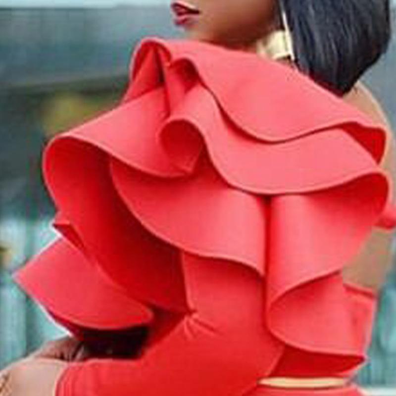 Women One Shoulder Long Sleeves Blouses-STYLEGOING