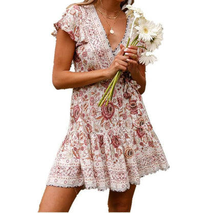 Summer Beach Bohemian Short Dresses-STYLEGOING