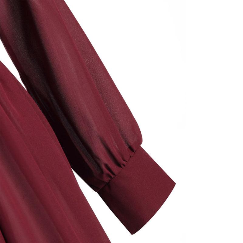 Sexy Long Sleeves V Neck Chiffon Split Long Jumpsuits