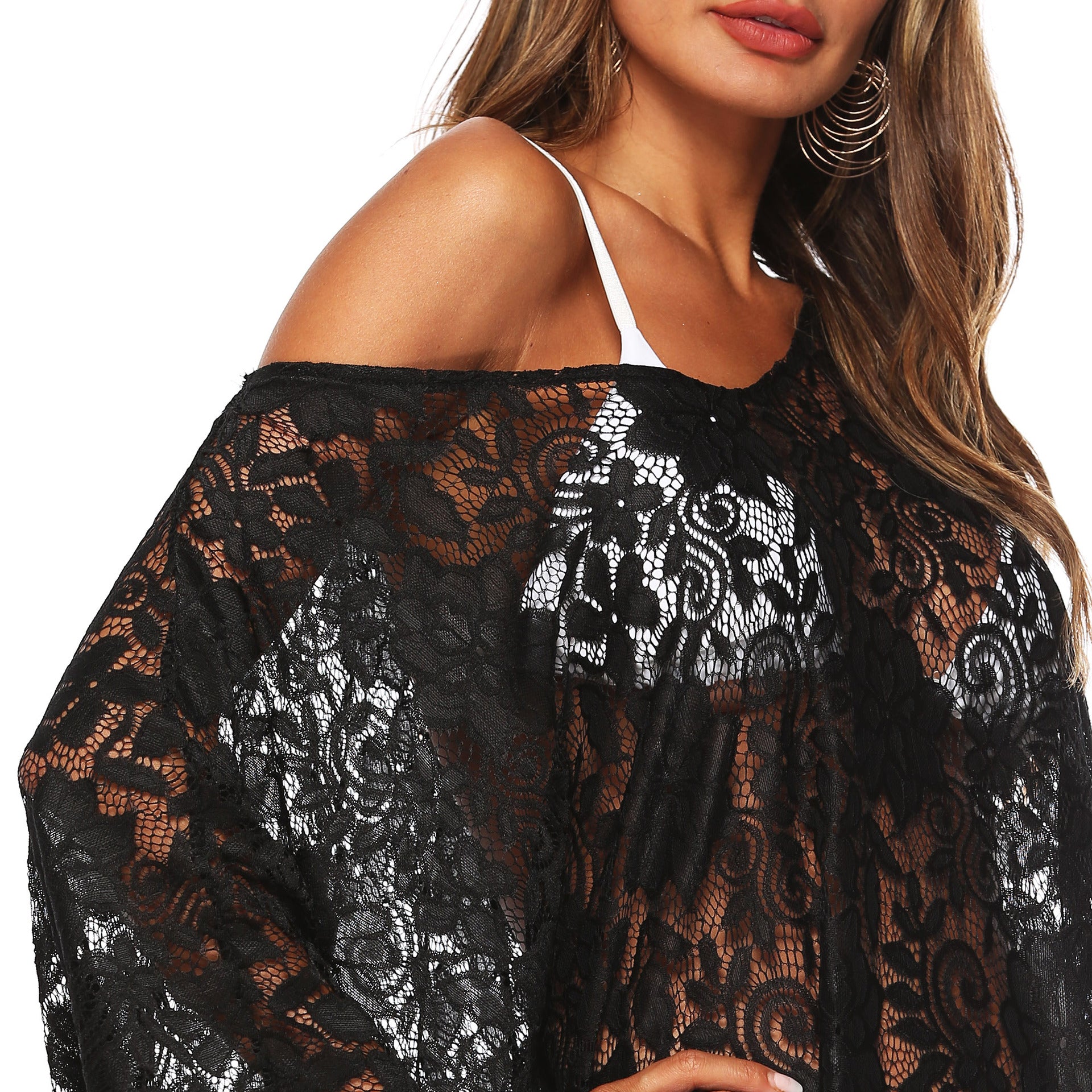 Black Lace See Through Summer Beach Cover Ups