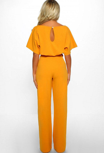 Women Summer Belt Short Sleeves Summer Jumpsuits-STYLEGOING
