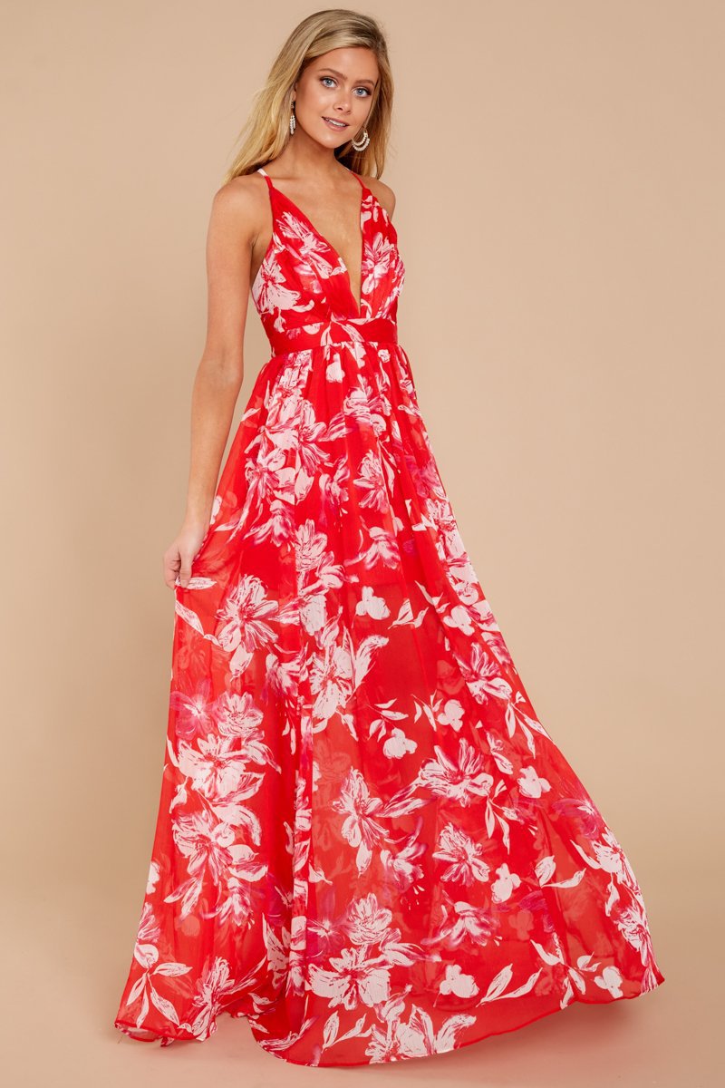 Summer Chiffon Deep V Neck Long Dresses