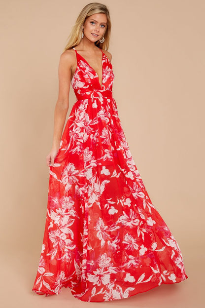 Summer Chiffon Deep V Neck Long Dresses