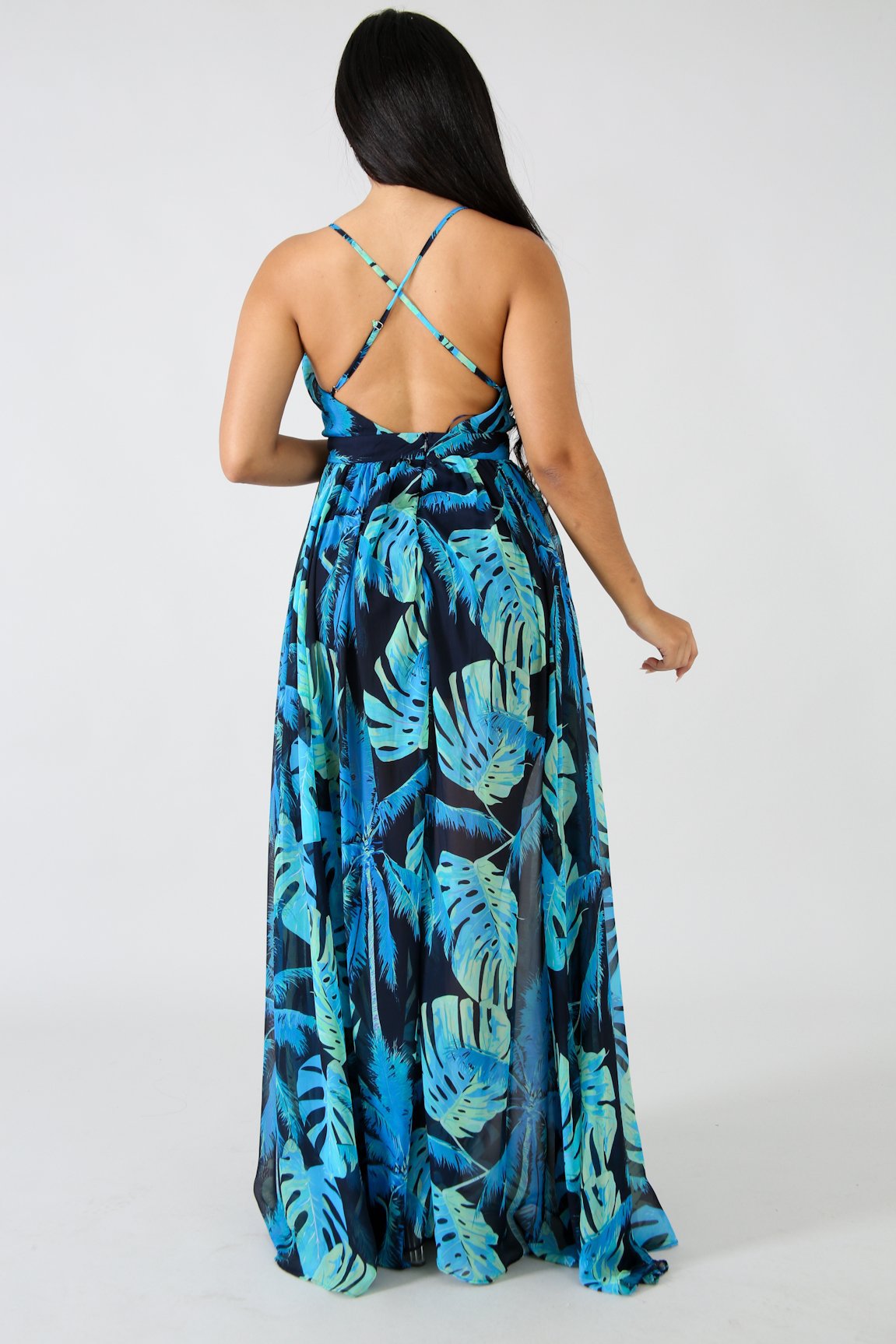 Summer Chiffon Deep V Neck Long Dresses