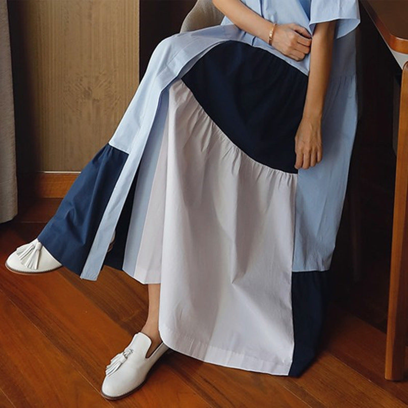 Casual Summer Contrast Color  A Line Long Maxi Dresses