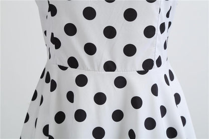 Summer Vintage Dot Print Sleeveless Dresses-STYLEGOING