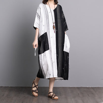 Summer Linen Plus Sizes Women Midi Dresses