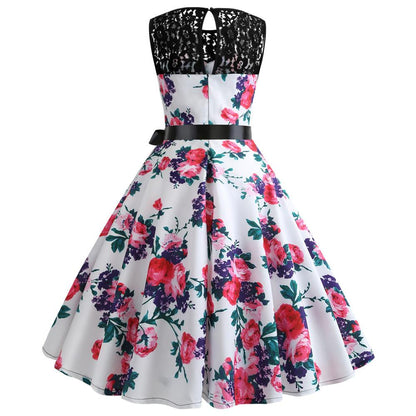 Summer Vintage Dot Print Sleeveless Dresses-STYLEGOING