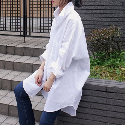 Casual Cotton White Plus Sizes Women Shirts
