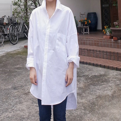 Casual Cotton White Plus Sizes Women Shirts