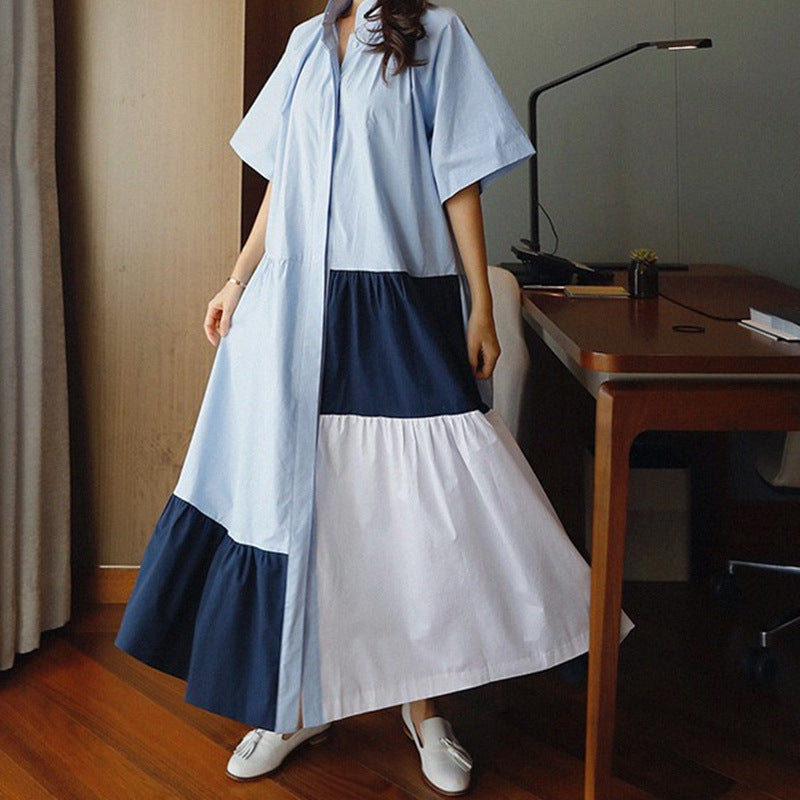 Casual Summer Contrast Color  A Line Long Maxi Dresses