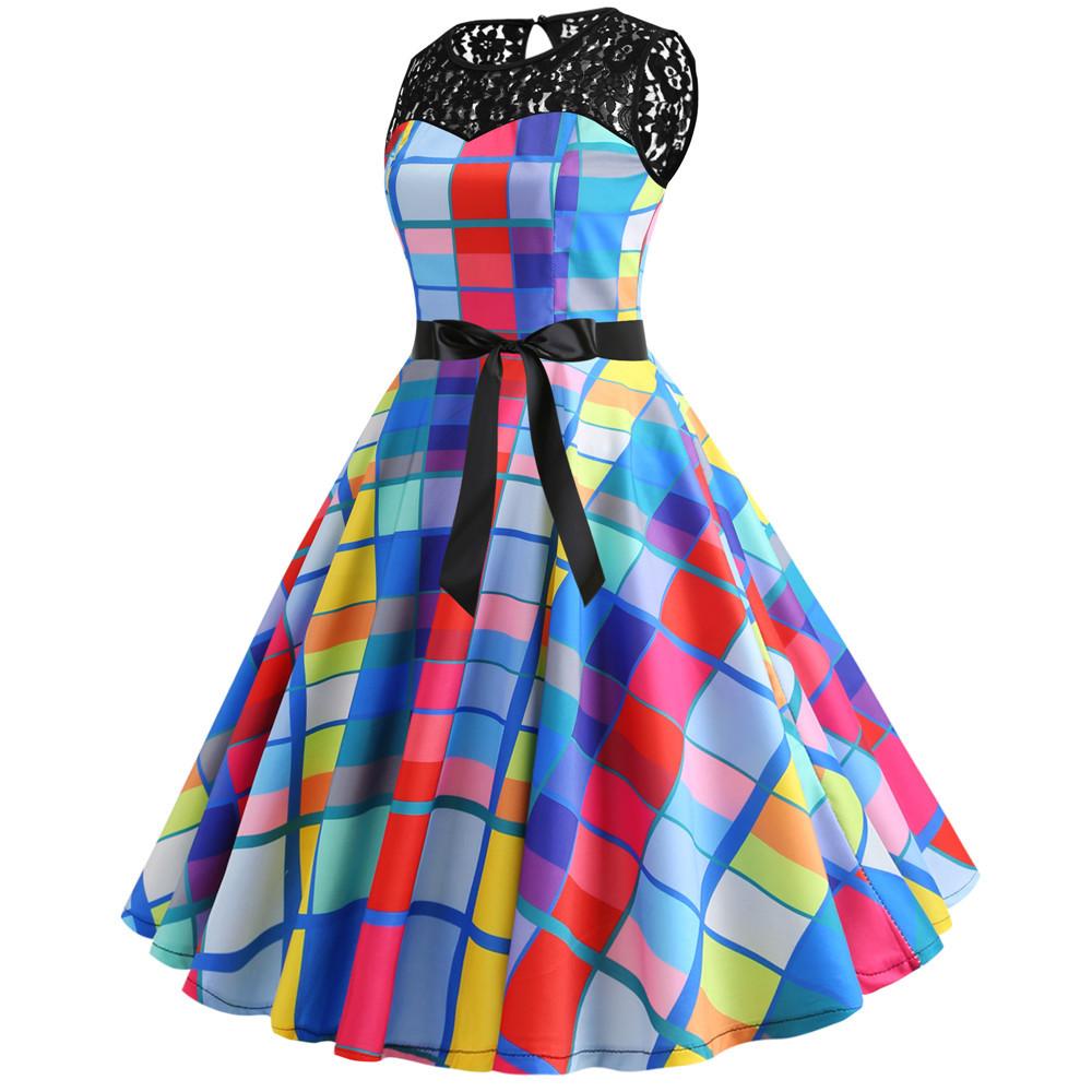 Summer Vintage Dot Print Sleeveless Dresses-STYLEGOING