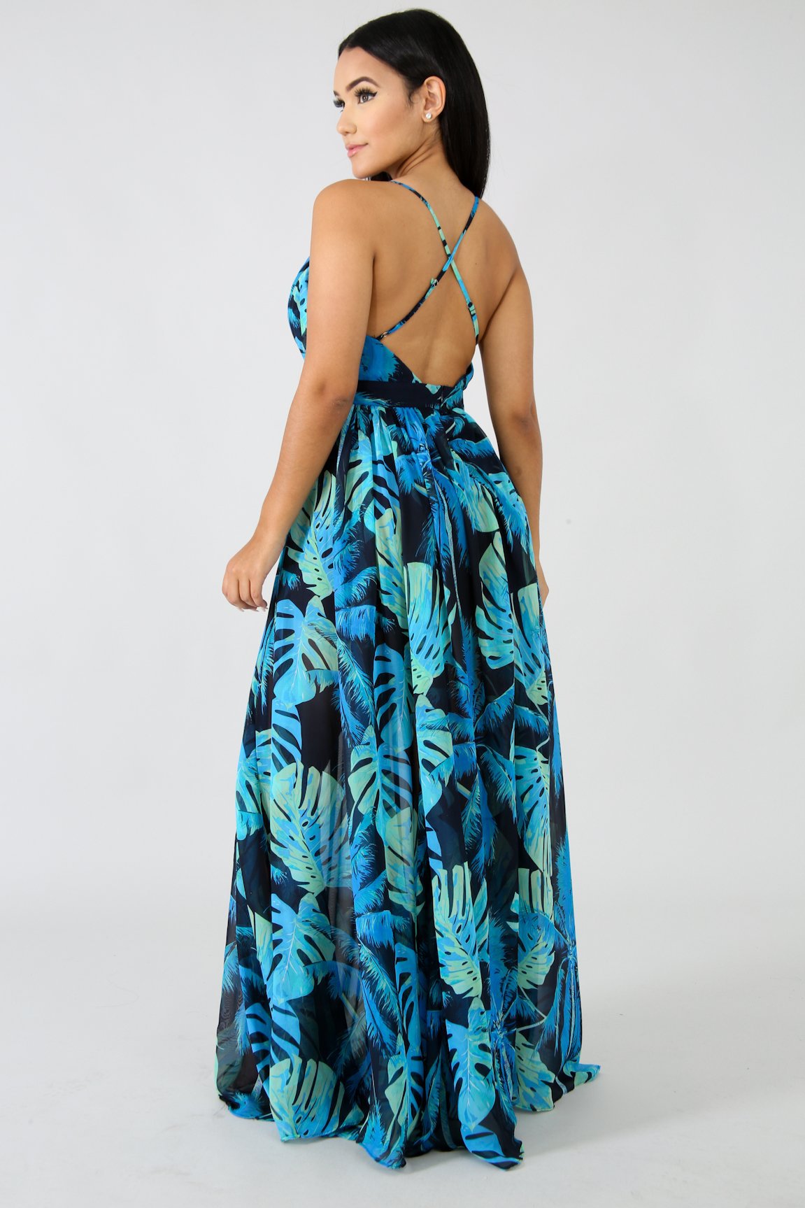 Summer Chiffon Deep V Neck Long Dresses