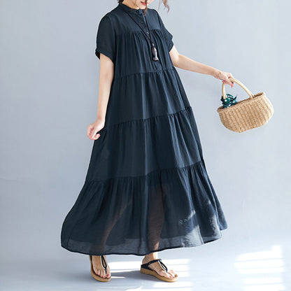 Summer Plus Sizes Black Elegant Long Dresses