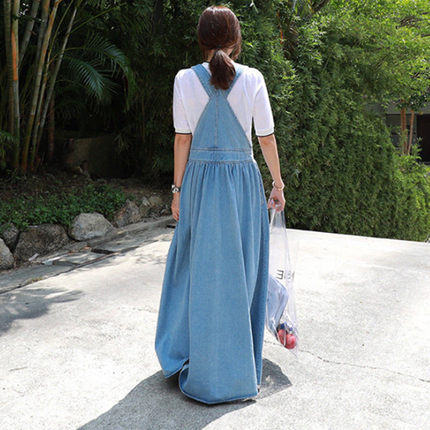 Casual Women Long Jean Suspender Dresses
