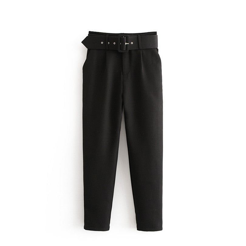 Women High Waist Casual Cropped Pants