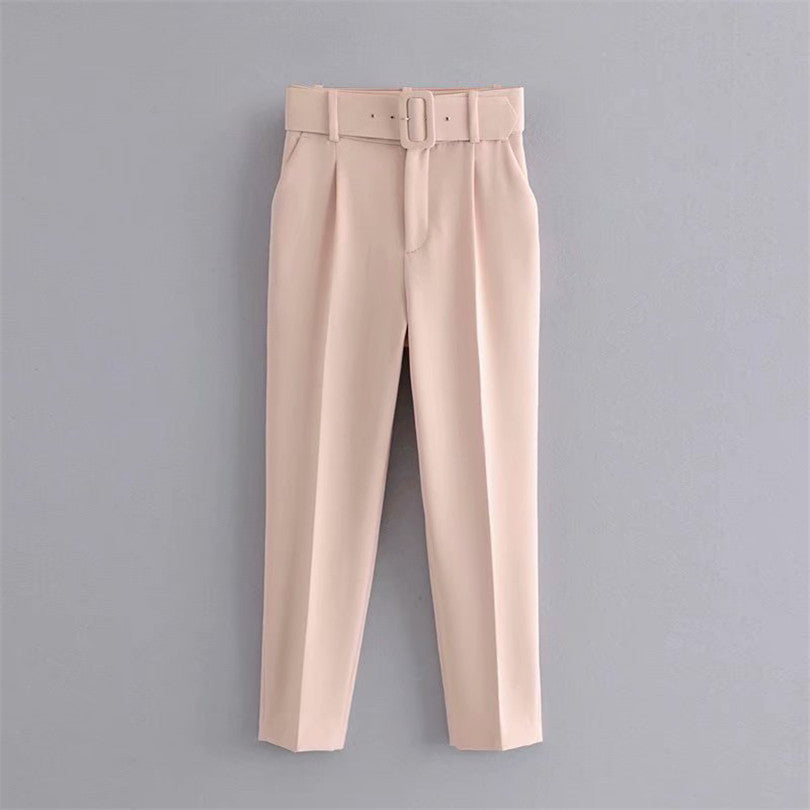 Women High Waist Casual Cropped Pants