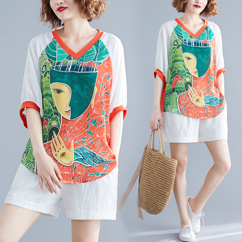 Summer Cartoon Print Plus Sizes Summer T Shirts