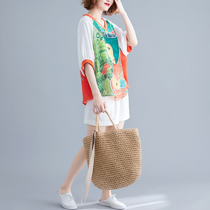 Summer Cartoon Print Plus Sizes Summer T Shirts