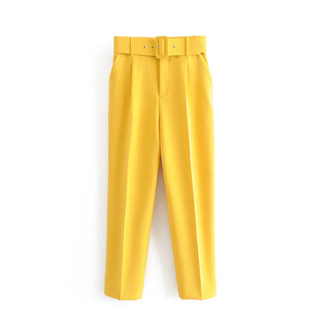 Women High Waist Casual Cropped Pants