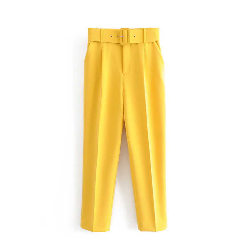 Women High Waist Casual Cropped Pants