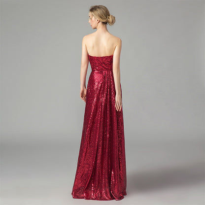 Sexy Women Red Strapless Long Evening Party Dresses