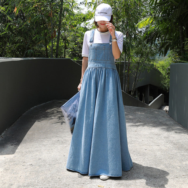 Casual Women Long Jean Suspender Dresses