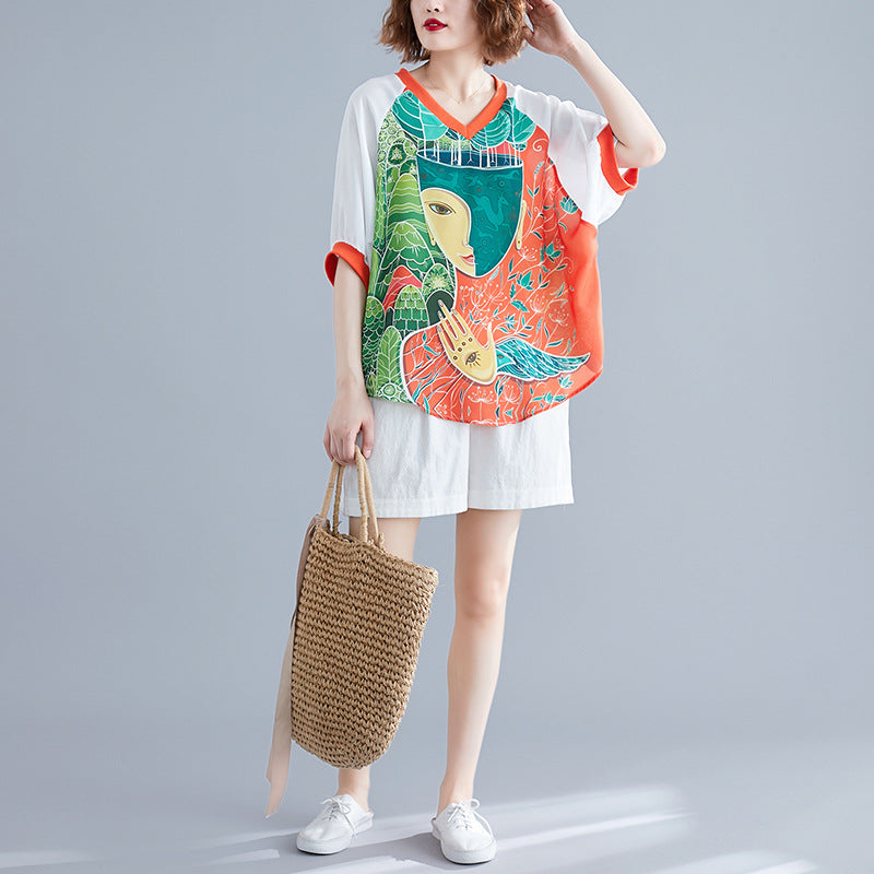 Summer Cartoon Print Plus Sizes Summer T Shirts