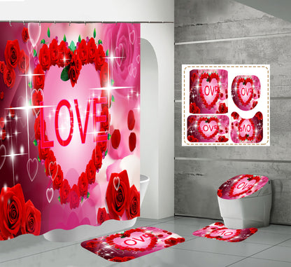 Valentine's Day Fabric Shower Curtain Sets