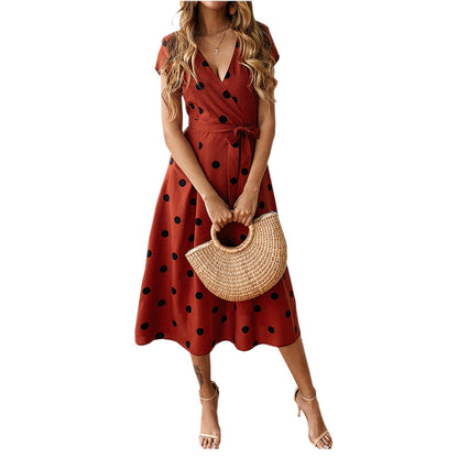 Casual Women Dot Print Women Midi Dresses
