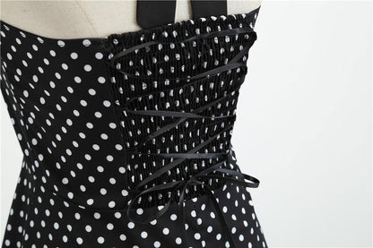 Summer Halter Dot Print Strapless Retro Dresses-STYLEGOING