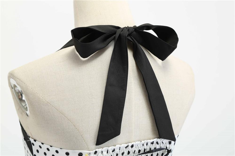 Summer Halter Dot Print Strapless Retro Dresses-STYLEGOING