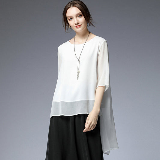 Fairy Summer Chiffon Plus Sizes Women Shirts