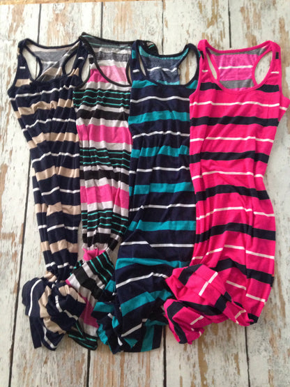 Summer Sleeveless Striped Long Dresses