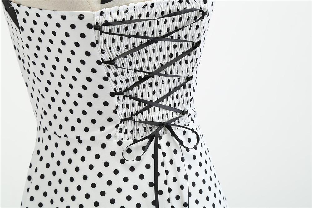 Summer Halter Dot Print Strapless Retro Dresses-STYLEGOING