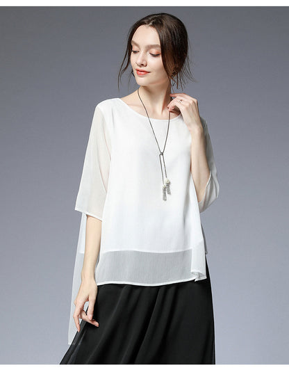 Fairy Summer Chiffon Plus Sizes Women Shirts