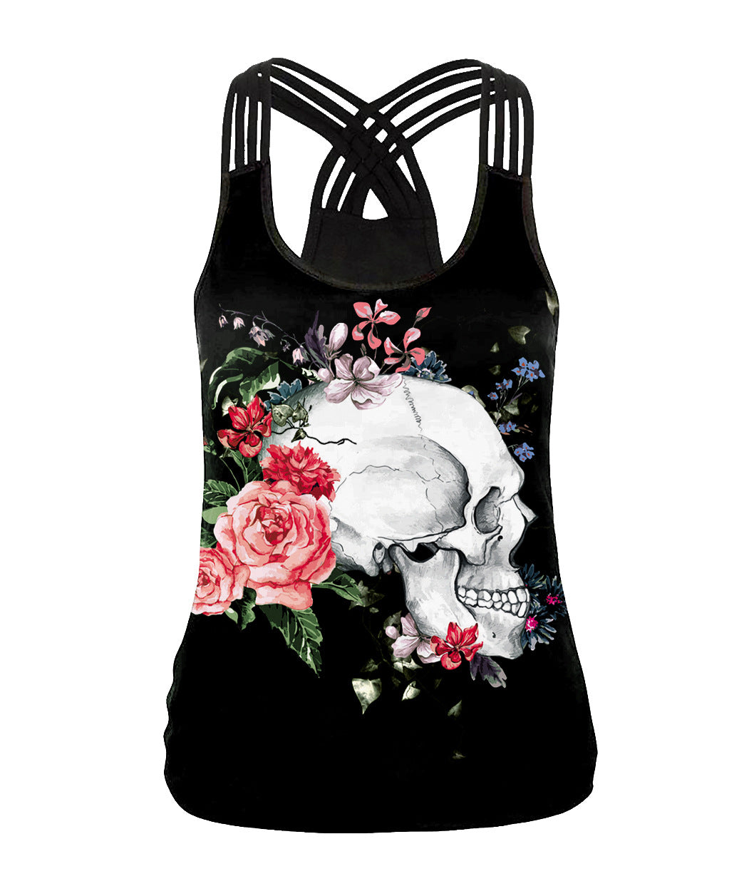Halloween 3d Horrible Human Skeleton Tank Tops for Women