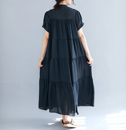 Summer Plus Sizes Black Elegant Long Dresses