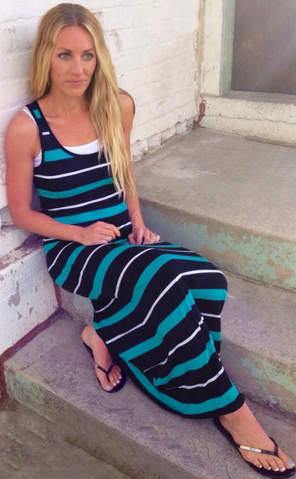 Summer Sleeveless Striped Long Dresses