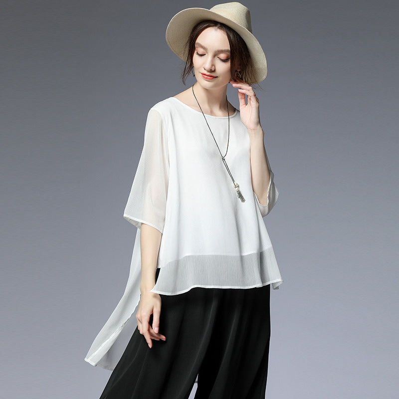 Fairy Summer Chiffon Plus Sizes Women Shirts