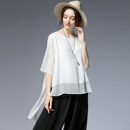 Fairy Summer Chiffon Plus Sizes Women Shirts