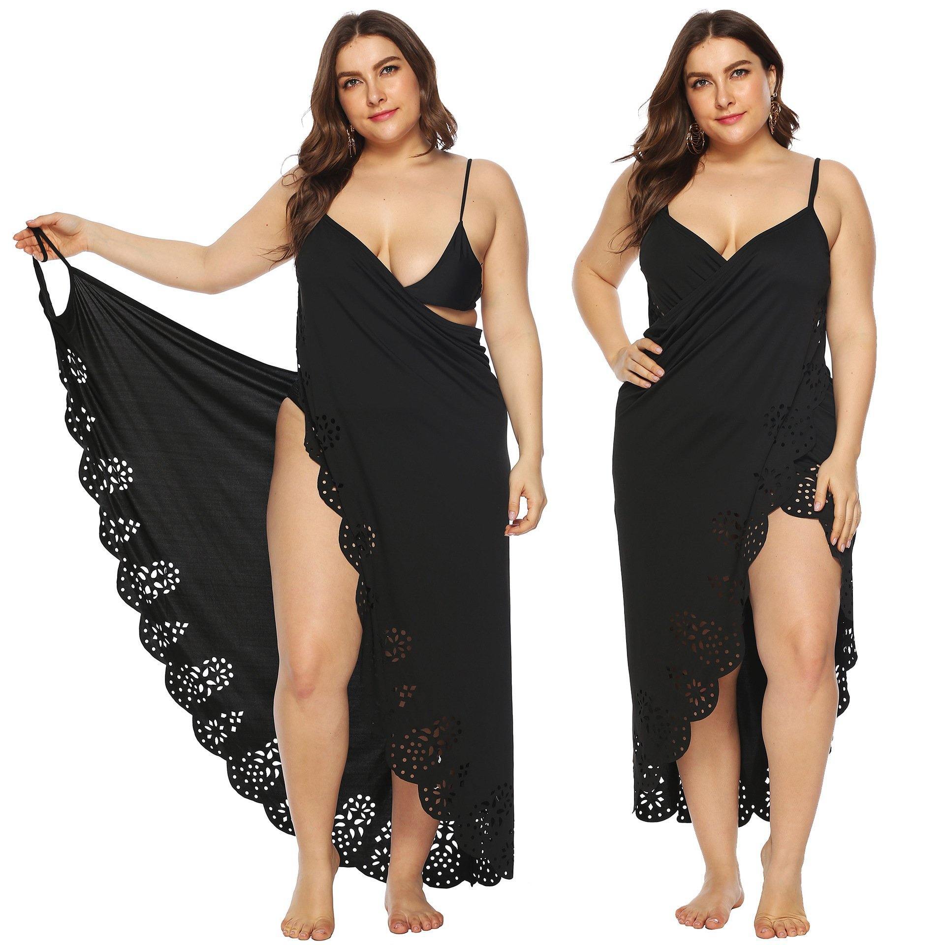 Women Plus Sizes Irregular Long Cover Ups-STYLEGOING