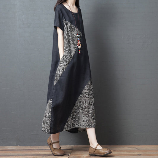 Vintage Summer Short Sleeves Long Dresses