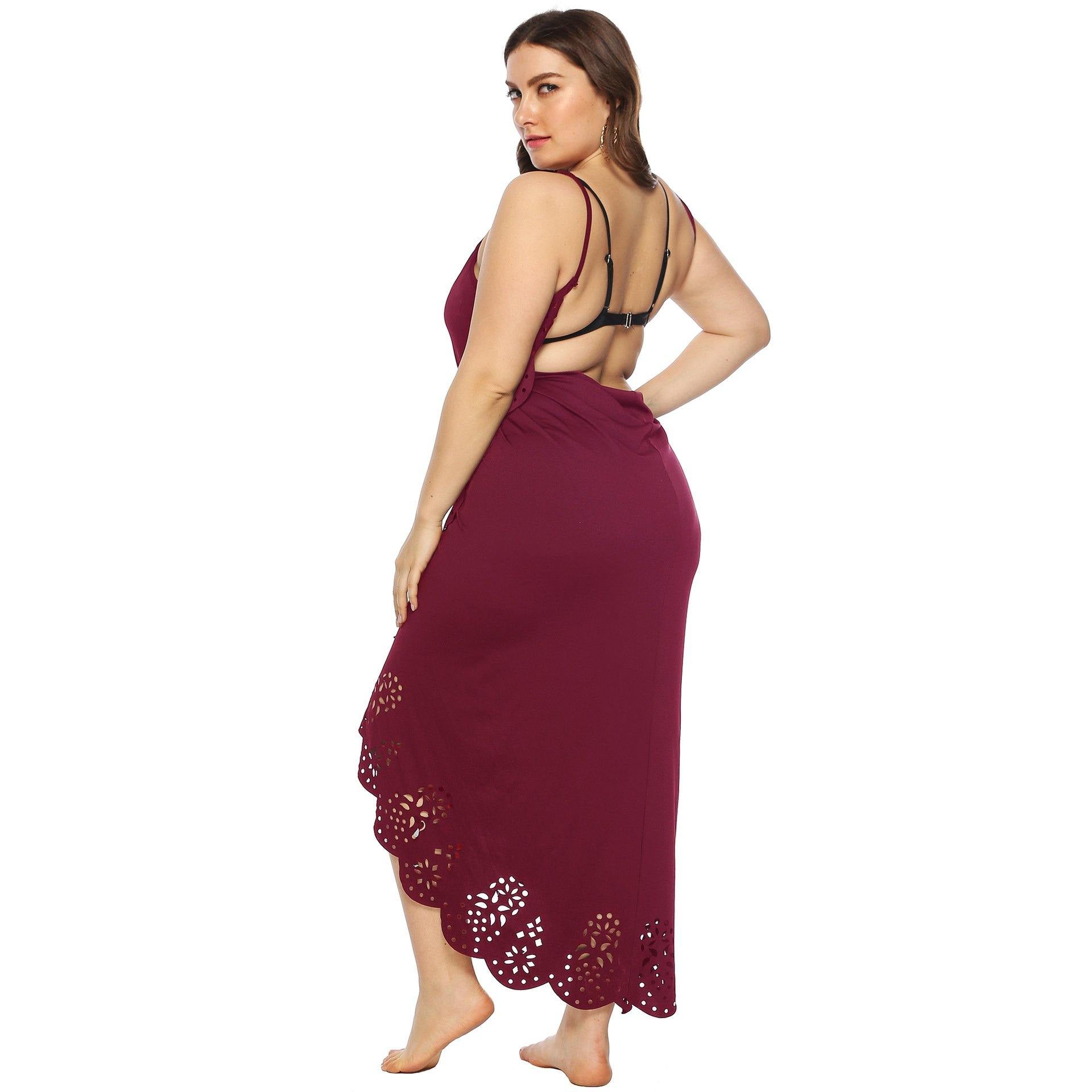 Women Plus Sizes Irregular Long Cover Ups-STYLEGOING