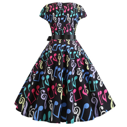 Vintage Music Note Dresses for Women