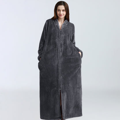 Winter Thick Zipper Fleece Sleepwear for Couple