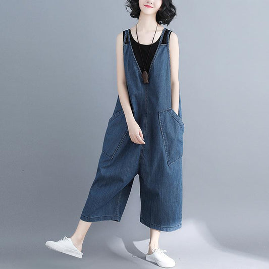 Women Plus Sizes Loose Cropped Rompers-STYLEGOING