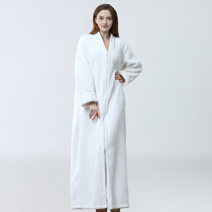 Winter Thick Zipper Fleece Sleepwear for Couple