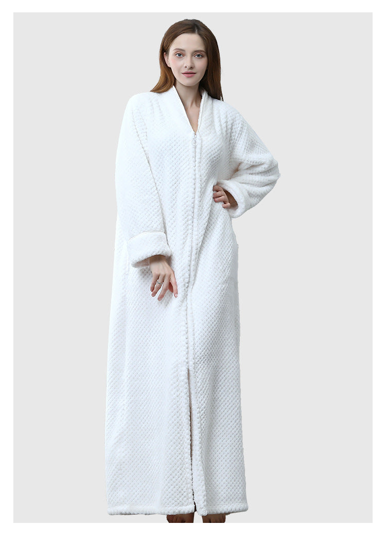 Winter Thick Zipper Fleece Sleepwear for Couple